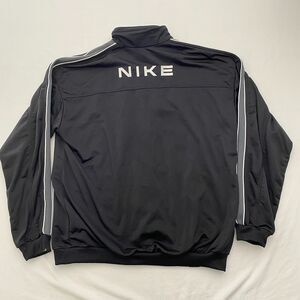 Nike Warm Up Track Jacket Full Zip Mens XL Black Logo Y2K Retro Athleisure